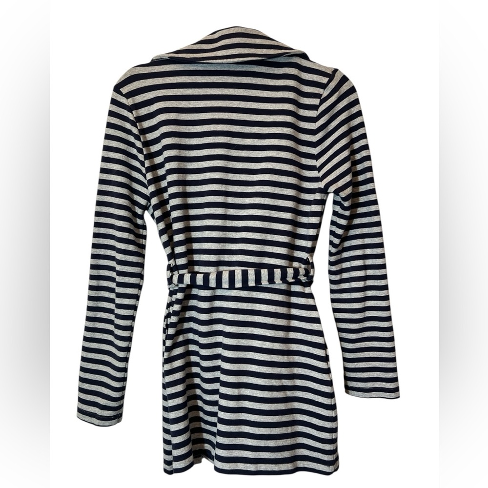 Anthropologie Tulle Nautical Gray and Navy Striped Blazer Jacket Size S - Picture 3 of 6